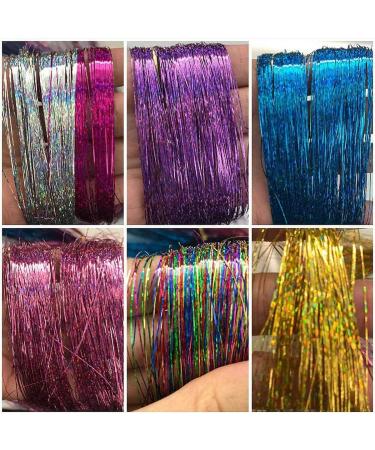 XFTOPSE Hair Tinsel 8 Colors Heat Resistant Sparkling Shiny Silk Fairy Hair for Women Girls Kids Glitter Extensions Tinsel Hair Kit for Cosplay Party Halloween Christmas Dress up - Buy Online on GoSupps.com