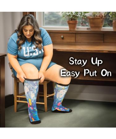 Gooi Extra Wide Diabetic Socks for Swollen Feet | Colorful Non-Binding Edema & Neuropathy Socks for Men & Women | Plus Size 13-15 10-13 - Buy Online on GoSupps.com