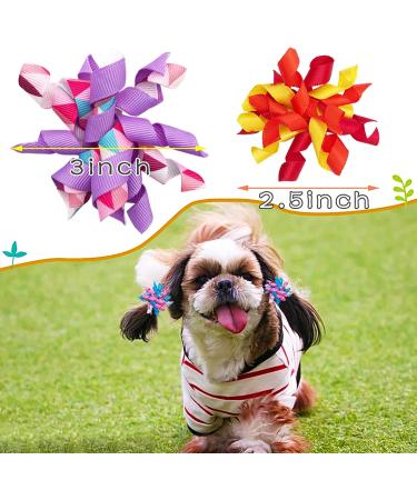 Pet Show 10 Pairs Small Dog Hair Bows with Rubber Bands - Floral Style Grooming Supplies for Yorkie, Cat, Puppies | Bowknot Hair Accessories Set - Buy Online on GoSupps.com