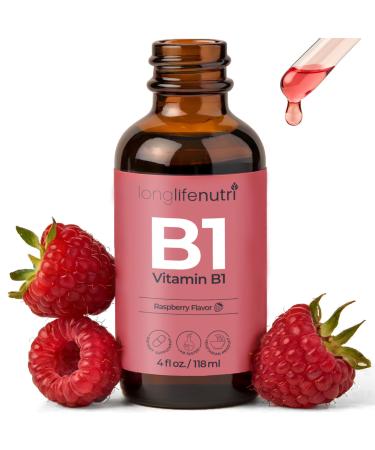 LongLifeNutri Vitamin B1 Liquid Drops - Thiamine Mononitrate Organic Supplement for Energy and Nerve Health Fast Absorption 4 FL OZ 5-Month Supply Lab Tested Made in USA 4 Fl Oz (Pack of 1)