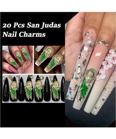 20Pcs San Judas Nail Charms - 3D Nail Diamonds Art Decorations for Acrylic Nails | Rhinestones Gold Charms for Women and Girls - Buy Online on GoSupps.com