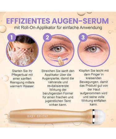 Baby Bright Eye Roller Serum - Hydrating Under Eye Brightener for Wrinkles & Dark Circles | 15ml with 5Hya & Peptide - Buy Online on GoSupps.com