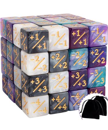 48 Pieces MTG Dice Counters Buff Token Dice Loyalty Dice Starry Marble D6 Dice Cube Compatible with Magic The Gathering, CCG, Card Gaming Accessory, 4 Colors