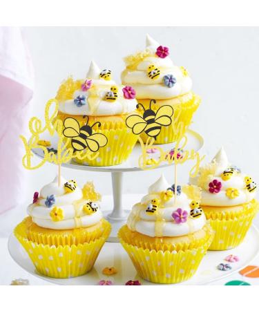 Arthsdite 24Pcs Bumble Bee Cupcake Toppers Oh Babee Cupcake Picks Oh Baby Cupcake Pick Decorations for Bee Theme Baby Shower Kids Baby Shower Birthday Party Decorations Supplies - Gold Black Glitter Bee Oh Baby Cupcake Toppers - Buy Online on GoSupps.com