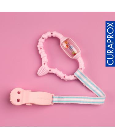 Curaprox Baby Gift Set - Pink Teething Ring Pacifier & Ultra-Soft Toothbrush | Ideal International Gift for Babies - Buy Online on GoSupps.com