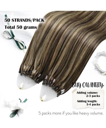Moresoo Microring Extensions - Real Hair Brown & Blonde Remy Micro Loop Extensions 55 cm | Easy Cold Fusion #P4/27 - Buy Online on GoSupps.com