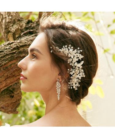 AW BRIDAL Rhinestone Wedding Hair Comb - Bridal Hair Accessories for Brides - Silver/Gold Hair Clip for Wedding and Flower Girl - Buy Online on GoSupps.com