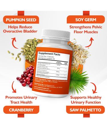 Happee Overactive Bladder Control Supplement for Women & Men - Pumpkin Seed Extract Soy Germ Saw Palmetto & Cranberry Blend - Bladder Support for Urinary Frequency Leaks & Urgency - 90 Capsules - Buy Online on GoSupps.com