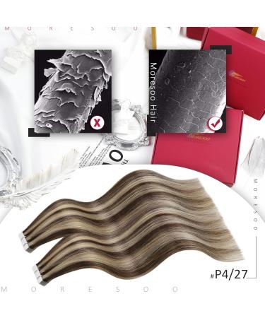 Moresoo Tape in Extensions - Real Hair Ombre Brown to Caramel Blonde - 30 cm 20 Pieces - Invisible Tape Extensions #P4/27 for International Shipping - Buy Online on GoSupps.com
