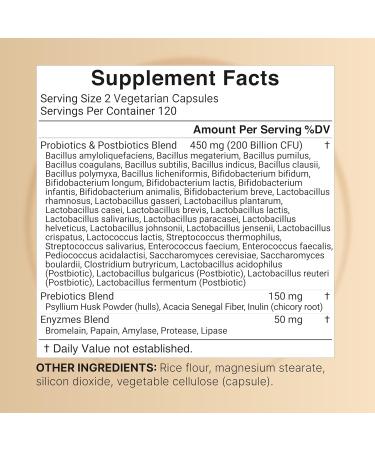Probiotic 200 Billion CFU 40 Strains Per Serving | 240 Veggie Capsules with Prebiotics and Probiotics for Digestive Health Gut Health & Bloating Support | Daily Probiotics for Women & Men - Buy Online on GoSupps.com