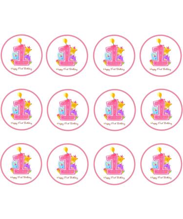 24 1st Birthday Cake Decorations Pink Edible Cake Decorations Happy Birthday Cupcake Toppers 1st Birthday Party Girls Cupcake Decorations Pink Cake Decorations Fairy Cake Topper Edible Paper - Buy Online on GoSupps.com