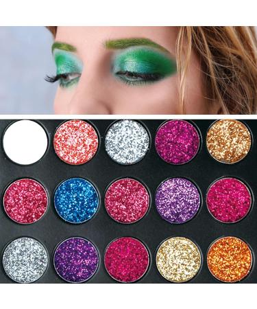  Dewocke Dewocke 15 Colors Glitter Eyeshadow Palette Highly Pigmented Metallic Glitter Eyeshadow Ultra Glam Eyeshadow for Eyes Long - Buy Online on GoSupps.com