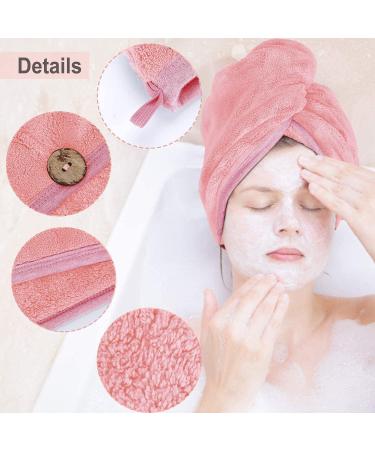 ACKSONSE HAARTURBAN 3-Piece Quick-Drying Microfiber Turban Towel Set for Women - Pink Hair Towels with Button & Headband - Buy Online on GoSupps.com