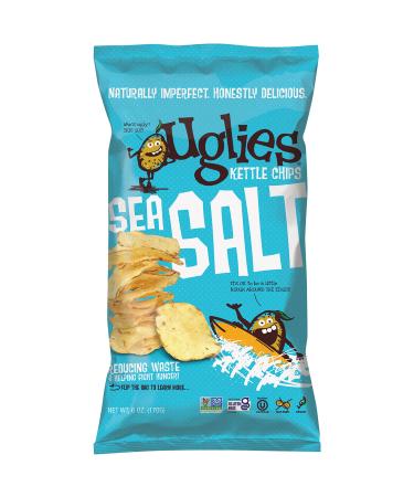 UGLIES 4 Pack Kettle Cooked Sea Salt Potato Chips - Gluten Free, Kosher, Non-GMO Snack - 6 oz Bags Salted 6 Ounce (Pack of 4)
