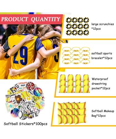 148 Pcs Softball Gifts for Girls - Party Favors Set with Drawstring Backpack, Cosmetic Bag, Scrunchies, Hair Bracelets, Stickers - Perfect for Softball Birthday Decorations - Buy Online on GoSupps.com