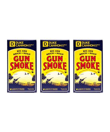 Duke Cannon Supply Co. Big Ass Brick of Soap Bar for Men Gun Smoke (Wood Bourbon & Leather) Multi-Pack - Superior Grade Extra Large Masculine Scents All Skin Types Paraben-Free 10 oz (3 Pack) Gunsmoke 10 Ounce (Pac...