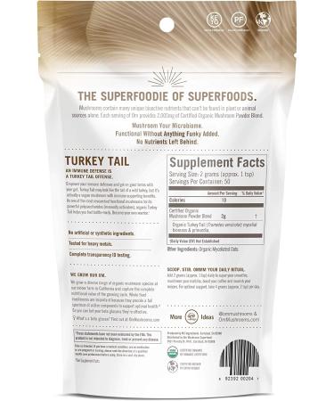 Om Mushroom Superfood Turkey Tail Powder | Organic Immune Support & Gut Health | 3.5 oz | 50 Servings - Buy Online on GoSupps.com