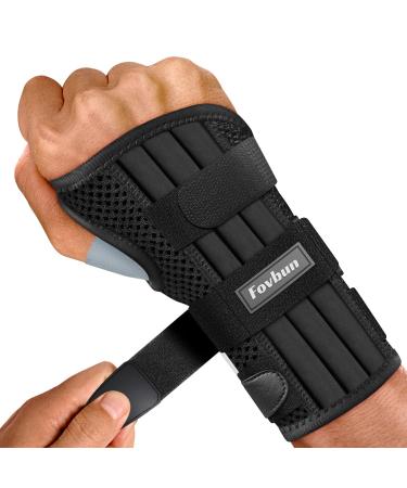 Fovbun Carpal Tunnel Wrist Brace Night Support   Upgraded 3 Adjustable Straps  Wrist Support Splint with 4 Stays for Men Women  Hand Brace Relieve Wrist Pain for Tendonitis Arthritis Sprains Injuries Right