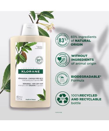 Klorane - Shampoo with Organic Cupua u Butter - Nourishing & Repairing for Very Dry Damaged Hair - 400ml - Buy Online on GoSupps.com