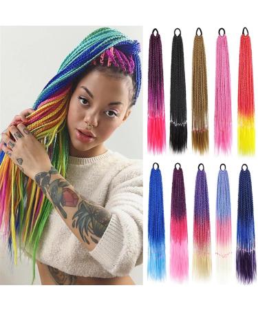 Hair Buns Hair Piece 24 Inch Braided Ponytail Multicolor Braid Extensions Rainbow Braided Hair Extensions Synthetic Wigs with Elastic Bands Hair Accessories For Girls (Color : V Size : 24inch) 24inch V - Buy Online on GoSupps.com