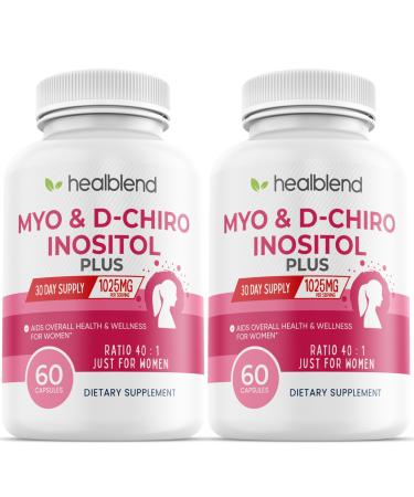 healblend Myo & D-Chiro Inositol Plus Supplement Blend Hormonal Balance Healthy Ovulation & Overall Wellness Support for Women Fertility and Pregnancy Health (2 Pack)