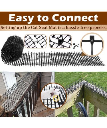 Cat Scat Spike Mat - ELEFOCUS 6.5ft Pet Deterrent Spikes Scat Mat with Garden Staples & Zip Ties for Garden Fence Indoor Furniture 78"x11" Black  - Buy Online on GoSupps.com
