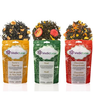 Holiday Tea Collection Tea Gift Box Set for The Holiday & Christmas 5 Teas Loose Leaf 30g Each & Tea Tong by Vedic Teas - Buy Online on GoSupps.com