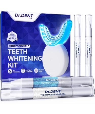 DrDent Professional LED Teeth Whitening Kit - Sensitivity Free Formula - (3) Teeth Whitening Gel Pens 30+ Whitening Sessions - (1) Remineralization Gel - Rapid & Effective Results 0.4 Fl Oz