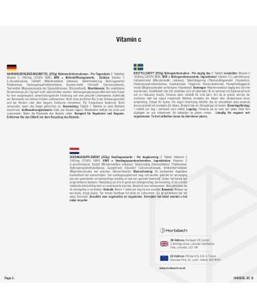 Vitamin C 1000 mg pro tablet 6 Month Supply 180 Vegan Tablets Immune system from Horbaach - Buy Online on GoSupps.com