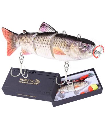 Robotic Swimming Fishing Electric Lures 5.12" USB Rechargeable LED Light Wobbler Multi Jointed Swimbaits Hard Lures Fishing Tackle Common Shad