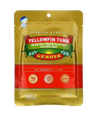Genova Yellowfin Tuna In Extra Virgin Oilve Oil with Sea Salt 2.6 oz (74 g)