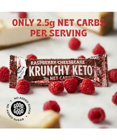 GOOD GOOD Krunchy Keto Bar Raspberry Cheesecake - High Fiber Low Carb Protein Bar (15x35g) - No Added Sugar - Diabetic & Sugar Intolerant Friendly - Buy Online on GoSupps.com