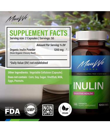 Organic Chicory Root Inulin Capsules for Digestive Health & Weight Management - 100 Caps - Buy Online on GoSupps.com