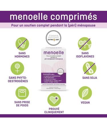 Menoelle - Menopause & Pre-Menopause Food Supplement - Heat Blushes Treatment - Natural EstroG-100 Extract Vitamins & Minerals - 60 Tablets - Women's Wellness without Hormones - Buy Online on GoSupps.com