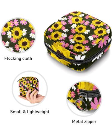 Sunflower Print Sanitary Napkin Storage Bag | Menstrual Cup & Nursing Pad Holder | Portable Period Kit Bag - Color 4 - Buy Online on GoSupps.com