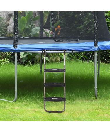 HBTower Trampoline Ladder | Horizontal Wide Steps | Universal Hook | UV Treated Steel | 220 lbs Capacity | Kids Trampoline Accessories (Black/Gold, 3-Step) - Buy Online on GoSupps.com
