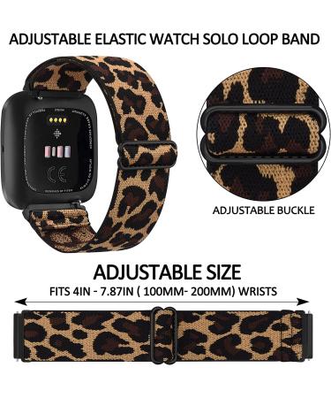 Amzpas 3 Pack Adjustable Elastic Watch Bands for Fitbit Versa 2/Versa/Versa Lite - Black Leopard Design - Soft Stretchy Loop Bracelet for Women and Men - Replacement Wristbands - Fitbit Versa 2 Smart Watch Compatible - Buy Online on GoSupps.com