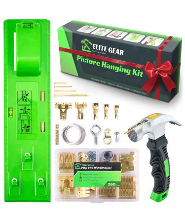 Picture Hanging Kit, Picture Hangers| 260 Pieces Wall Hangers Accessories with Picture Hanging Hooks,Nails for Hanging Pictures,Frame Hanging Hardware with Small Claw Mini Hammer with Magnecti Head. 3 in 1 picture hanging kit