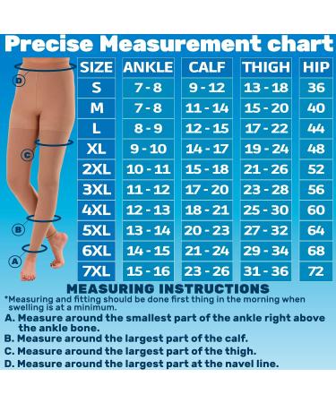 Compression UnderDress Leggings Women 20-30mmHg - Footless Pantyhose Up to 5XL X-Large Beige - Buy Online on GoSupps.com