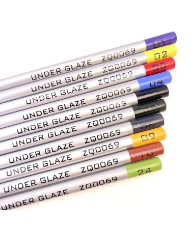 ChiPigments *Set of 10* Underglaze Pencils in Most Popular Colors for Fused Glass and Ceramic Projects