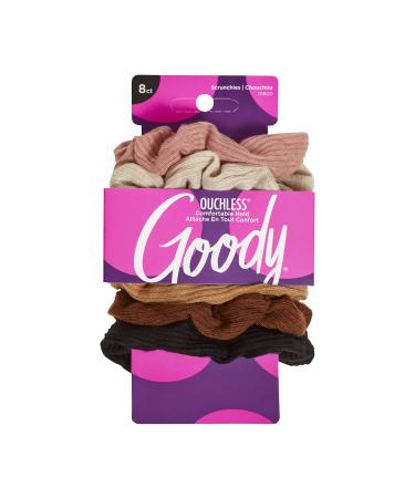 Goody Ouchless Ribbed Hair Scrunchies  8 Count Neutral 8 Count (Pack of 1)