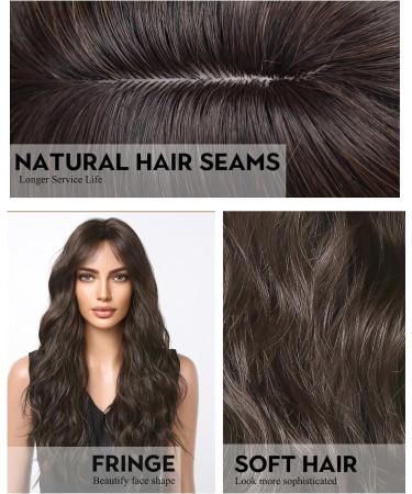 WOKESTAR Long Dark Brown Synthetic Hair Wig with Curtain Fringe for Women - Buy Online on GoSupps.com