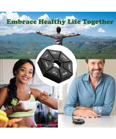 Portable Travel Pill Box Organisers - 7 Day 2 Times a Day - 2Pcs Set - Black Small Medicine Storage Box - Weekly Pill Box with 7 Separate Compartments - Ideal for Travel - Buy Online on GoSupps.com