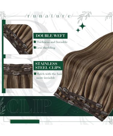 Runature Remy Clip-In Extensions - Real Hair Dark Brown & Dark Blonde - 35cm (14 inch) #3P12 - 50G (3-Piece Set) - Buy Online on GoSupps.com