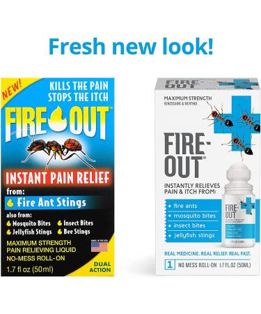 Fire Out Instant First Aid Pain Relief for Fire Ant Stings & Bug Bites - 1.7oz Roll-On - Buy Online on GoSupps.com