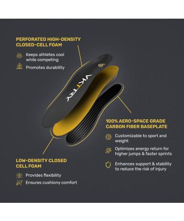 VKTRY Gold Performance Insoles | Custom Carbon Fiber Inserts for Basketball Volleyball Running & More | Boost Performance & Prevent Injury | US Sizes 7-7.5 Men 9-9.5 Women - Buy Online on GoSupps.com