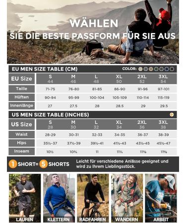 Shop Waspornow Men's Cargo Shorts - 7 Pocket Bermuda Hiking Pants & Chinos | Summer MTB & Work Shorts in Black - Buy Online on GoSupps.com