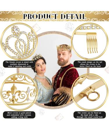 4 Pcs Baroque Prom King and Queen Crowns - Crystal Tiara and Metal Headband Set for Wedding, Gothic Costume, Birthday Party - Exquisite Bridal Accessories - Buy Online on GoSupps.com
