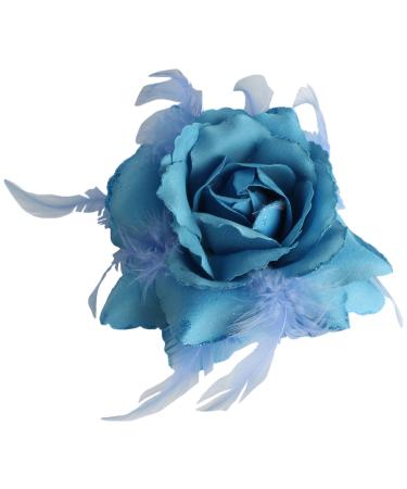 Turquoise Blue Rose Hair Clip Large Rose Fascinator Flower Hair Clip Blue Hair Accessories Clips Elastic Wedding Hair Flower 1pc