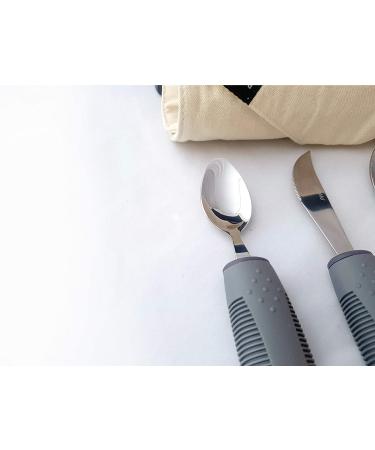 BunMo Adaptive Utensils for Elderly & Arthritis - 4 Piece Set with Travel Pouch - Buy Online on GoSupps.com